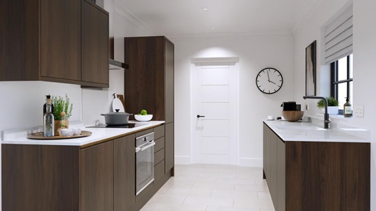 Hockley Textures Walnut Handleless Galley