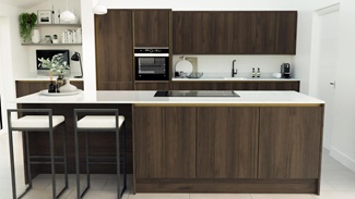 Hockley Textures Walnut Handleless Island