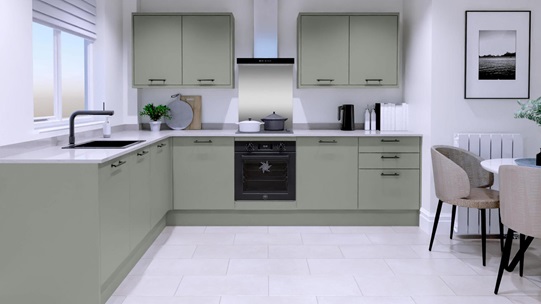 Hockley Mirror Gloss Reed Green EKES L Shaped