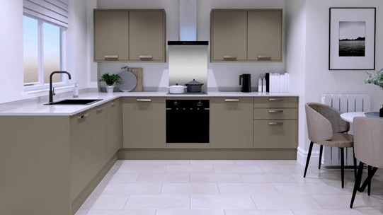 Hockley Mirror Gloss Sand Grey EKES L Shaped