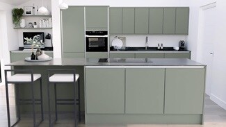 Hockley Mirror Gloss Reed Green Handleless EKES Island