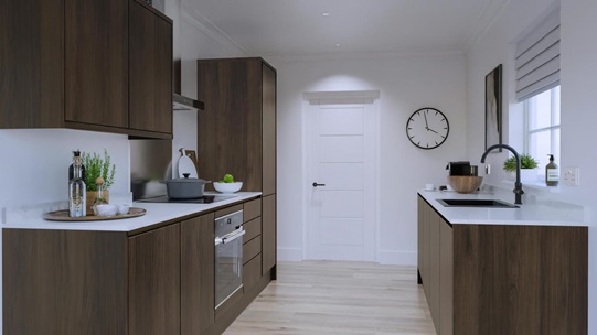 Hockley Textures Dark Oak Handleless EKES Galley