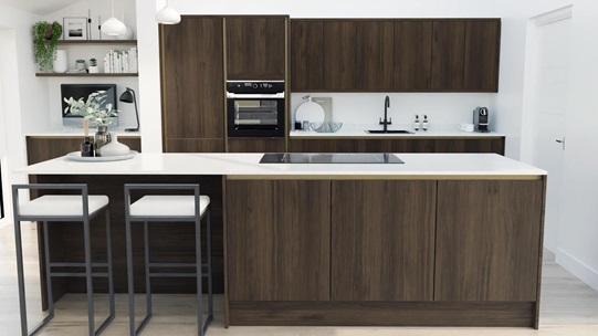 Hockley Textures Dark Oak Handleless EKES Island