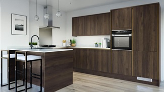 Hockley Textures Dark Oak Handleless EKES Peninsula