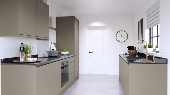 Hockley Super Matt Sand Grey Handleless Galley