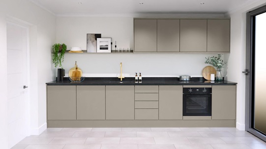 Hockley Super Matt Sand Grey Handleless Single Wall