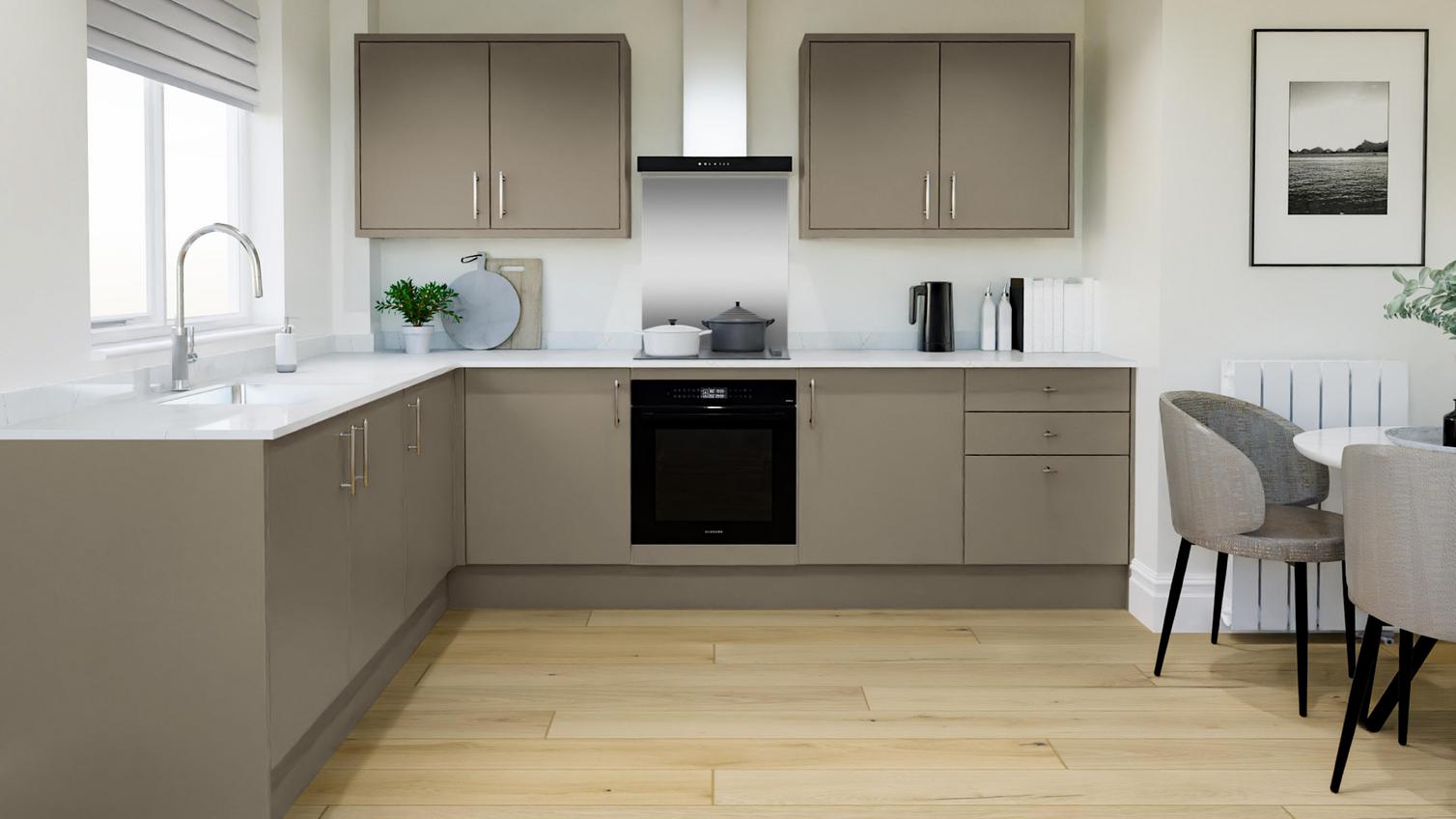 Hockley Super Matt Sand Grey L Shape