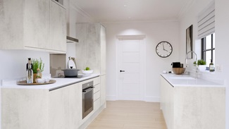 Hockley Textures White Stone Handleless Galley EKES