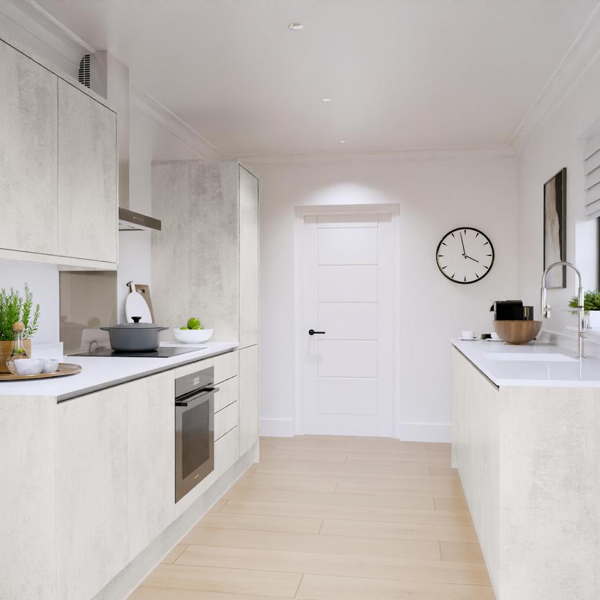 Hockley Textures White Stone Handleless Galley EKES 