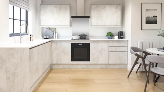 Hockley Textures White Stone Handleless L-Shape EKES 