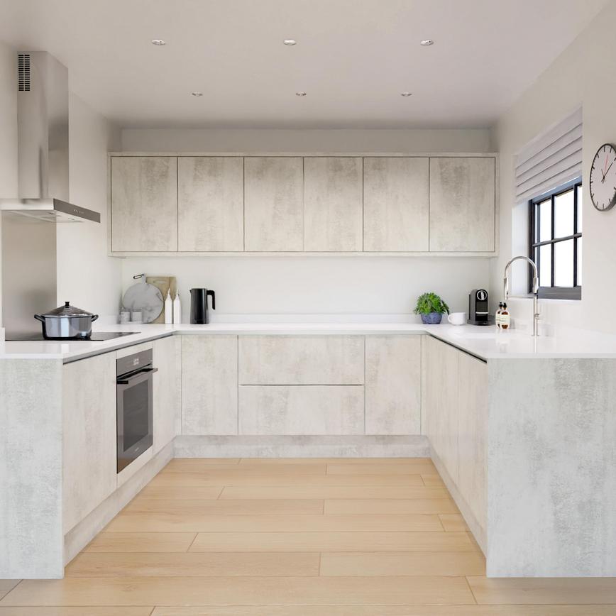 Hockley Textures White Stone Handleless UShape EKES 