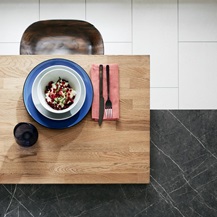 Solid Oak Block and Grey Marble Effect Square Edged Worktop