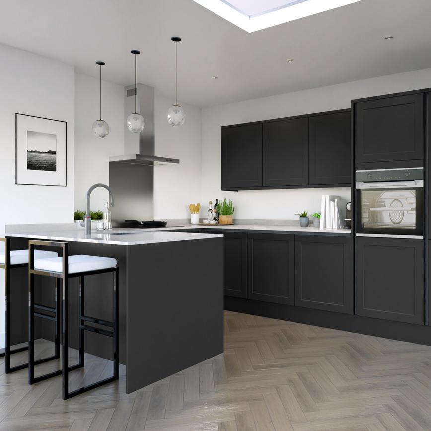 Frome Charcoal Handleless EKES Peninsula