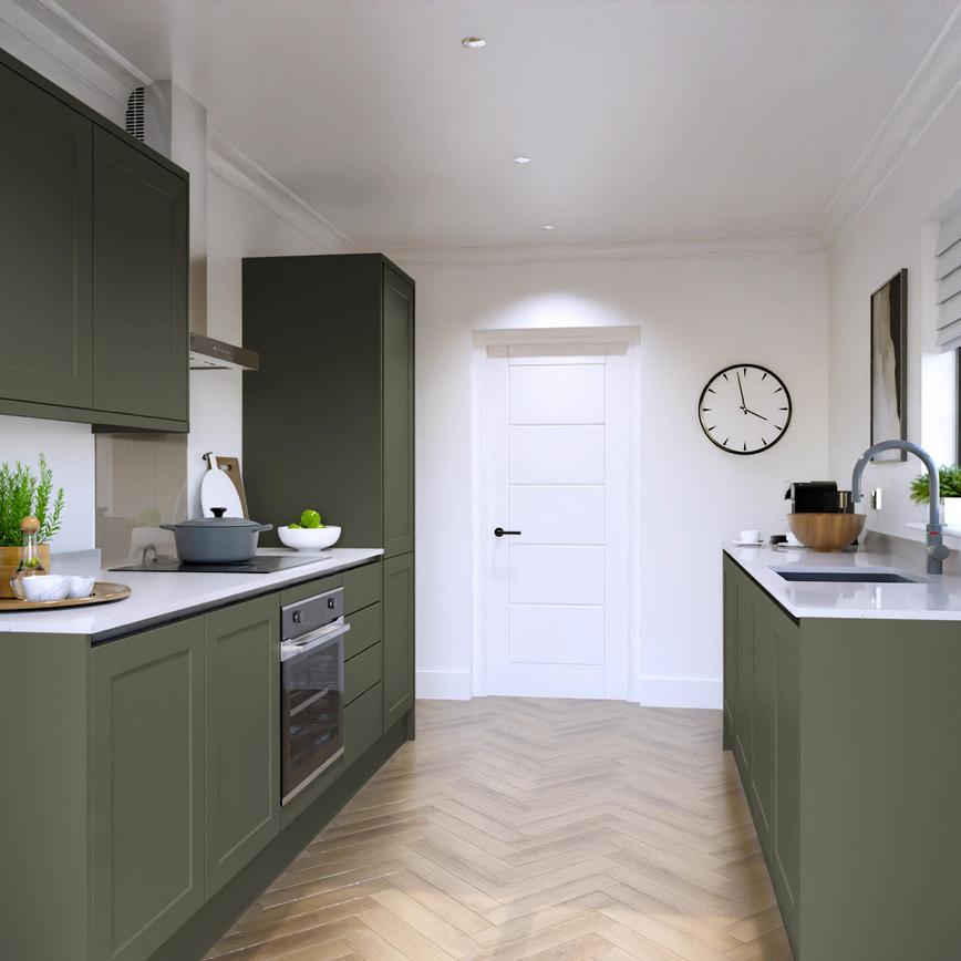 Frome Ash Green Handleless EKES Galley