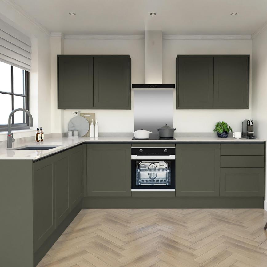 Frome Ash Green Handleless EKES LShaped