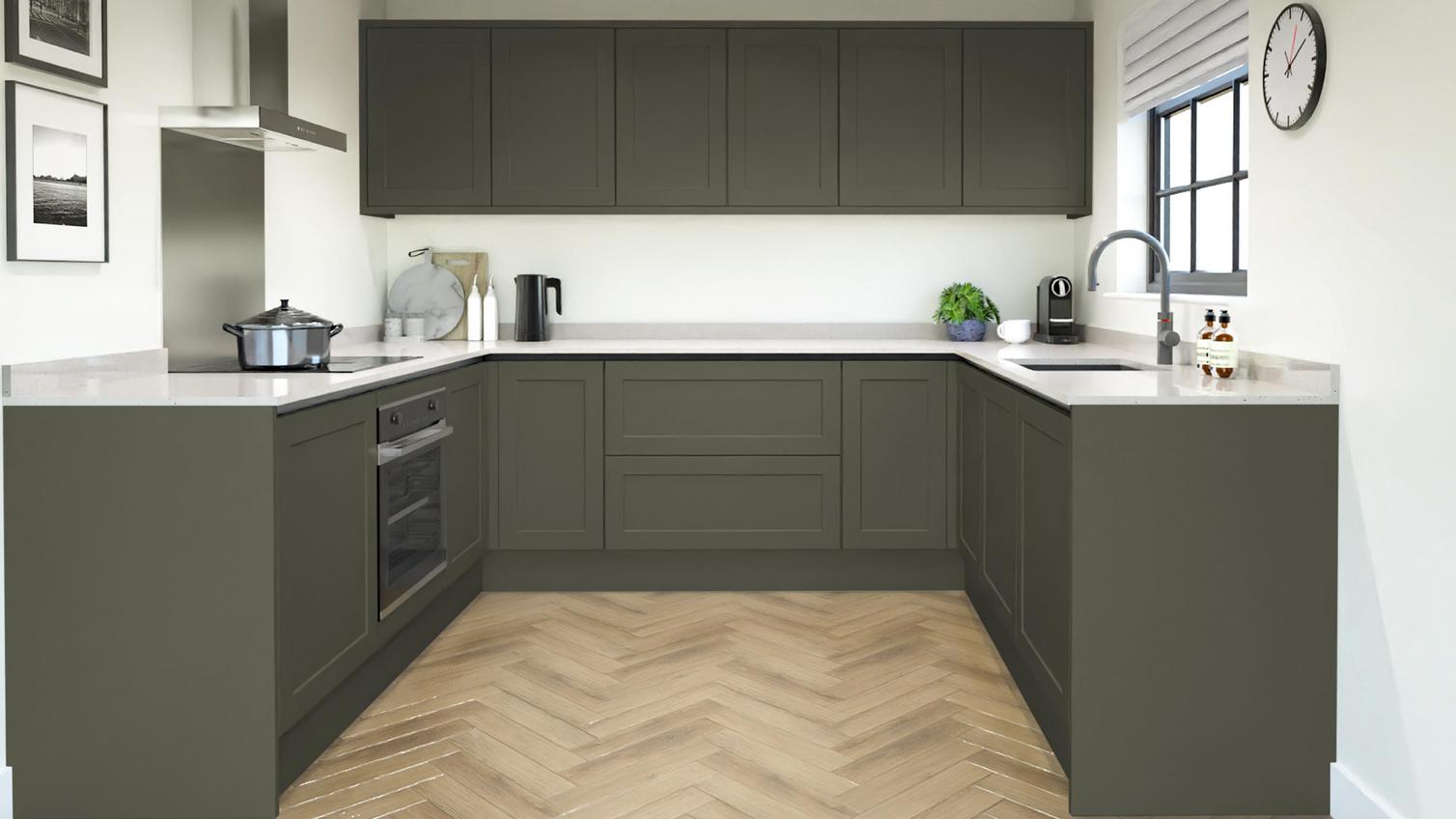 Frome Ash Green Handleless EKES UShaped