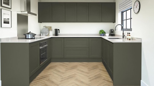 Frome Ash Green Handleless EKES UShaped