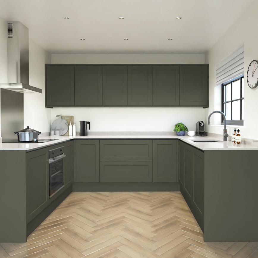 Frome Ash Green Handleless EKES UShaped