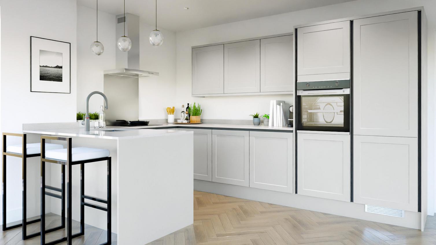 Frome Dove Grey Handleless EKES Peninsula