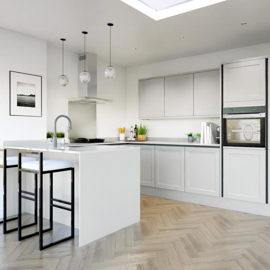 Frome Dove Grey Handleless EKES Peninsula