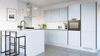 Frome Mist Handleless EKES Set Shot Peninsula