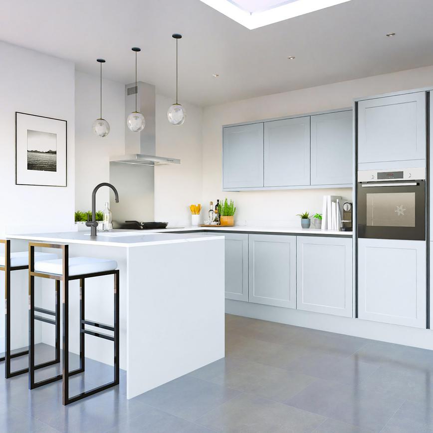 Frome Mist Handleless EKES Set Shot Peninsula