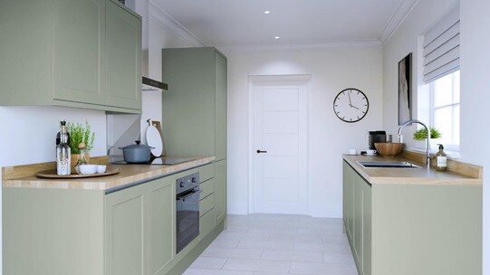Frome Reed Green Handleless EKES Galley