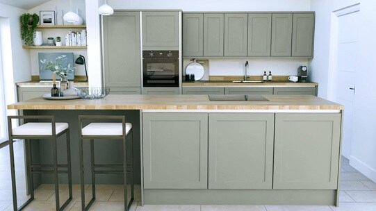 Frome Reed Green Handleless EKES Island