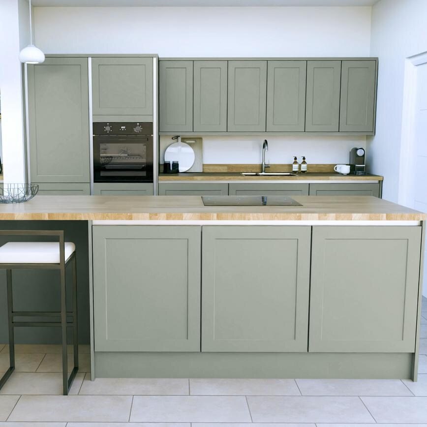 Frome Reed Green Handleless EKES Island