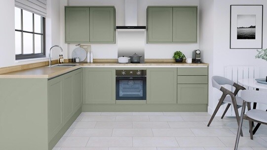 Frome Reed Green Handleless EKES LShaped