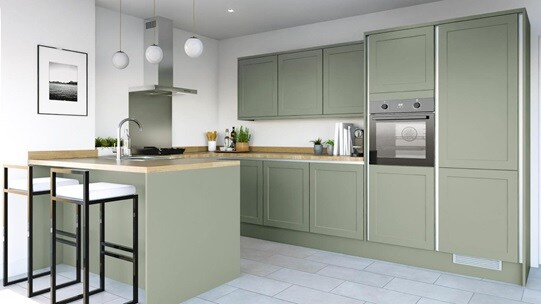 Frome Reed Green Handleless EKES Peninsula