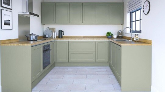 Frome Reed Green Handleless EKES UShaped