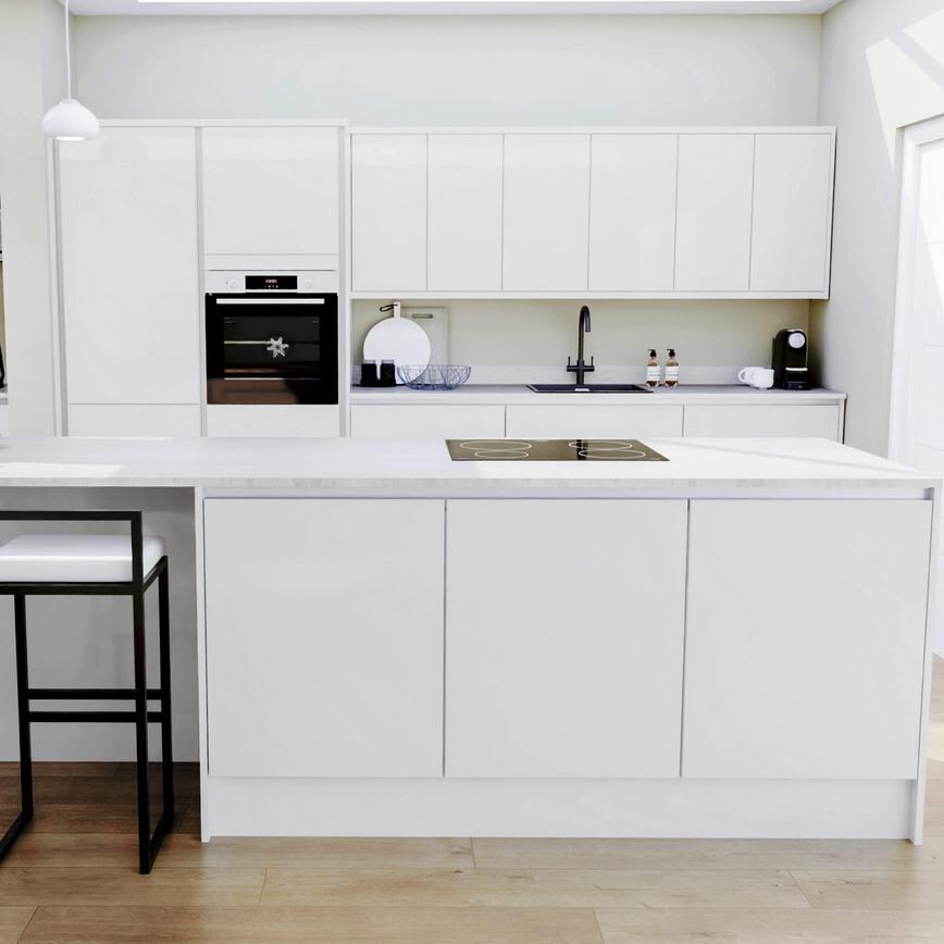 Winterton White Gloss Handleless EKES Island