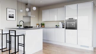 Winterton White Gloss Handleless EKES Peninsula