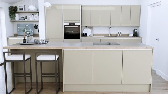 Winterton Sandstone Gloss Handleless EKES Island