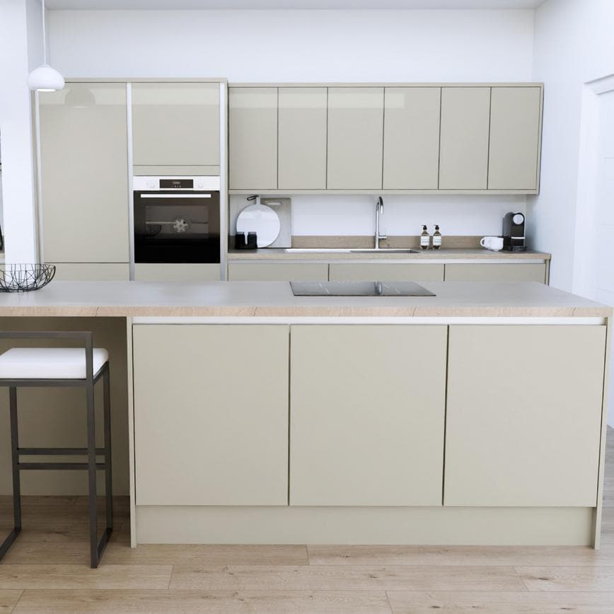 Winterton Sandstone Gloss Handleless EKES Island