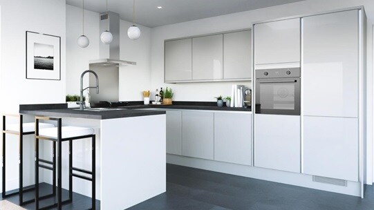 Winterton Dove Grey Gloss Handleless EKES Peninsula