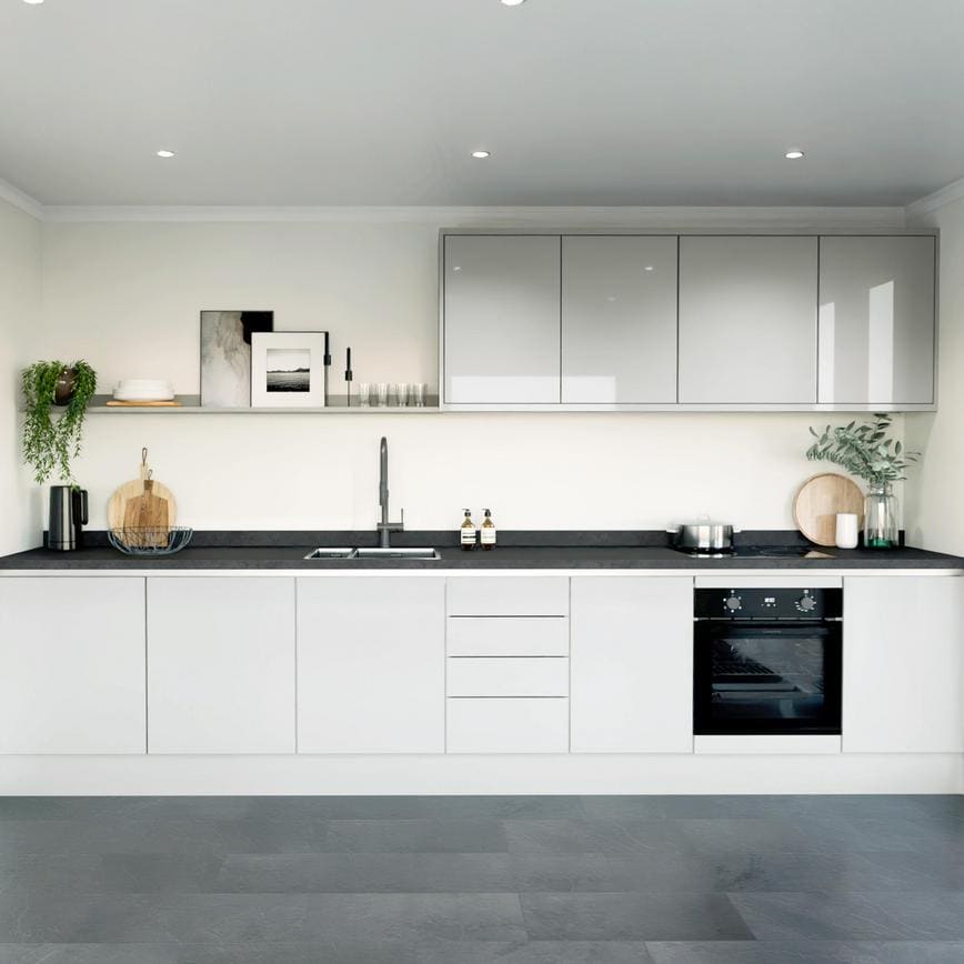 Winterton Dove Grey Gloss Handleless EKES Single Wall