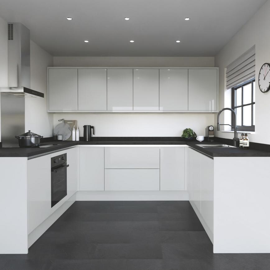 Winterton Dove Grey Gloss Handleless EKES U Shaped