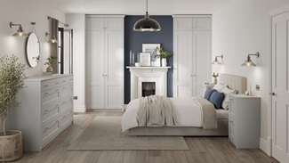 Bridgemere Dove Grey Bedroom Full Set Warderobe, Bedside Table, Chest of Drawers