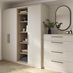 Greenwich Sandstone Bedroom Warderobe with Open Shelves and Chest Of Drawers