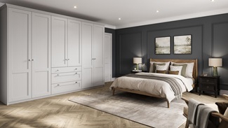 Halesworth Dove Grey Main Set Shot One Wall Warderobe With Drawers