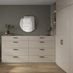 Hockley Gloss Sandstone Bedroom Warderobe, Drawers, and Bedside Table