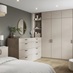 Hockley Gloss Sandstone Bedroom Warderobe, Chest of Drawers, and Bedside Table