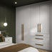 Hockley Super Matt Dove Grey Bedroom Warderobe with Drawers and Bedside Table