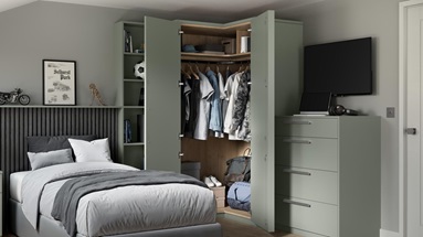 Greenwich Reed Green Wardrobe Door Open