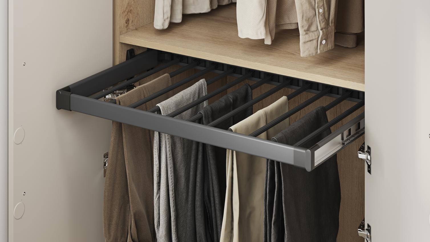 Anthracite Fitted Wardrobe Pull Out Trouser Rail Howdens