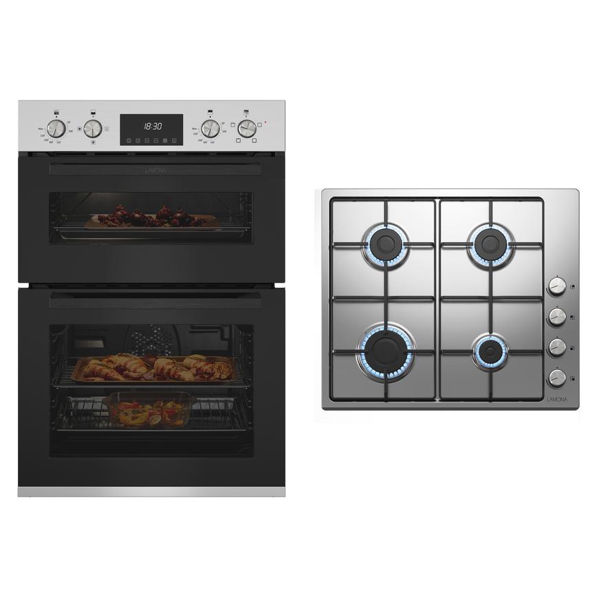 Lamona Built-In Double Oven & Lamona 4 burner gas hob SS