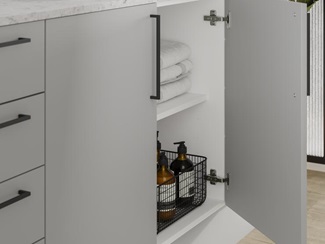 Hockley Super Matt Dove Grey Bathroom Cabinet Open