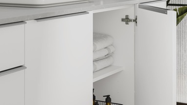 Hockley Super Matt White Bathroom Open Door